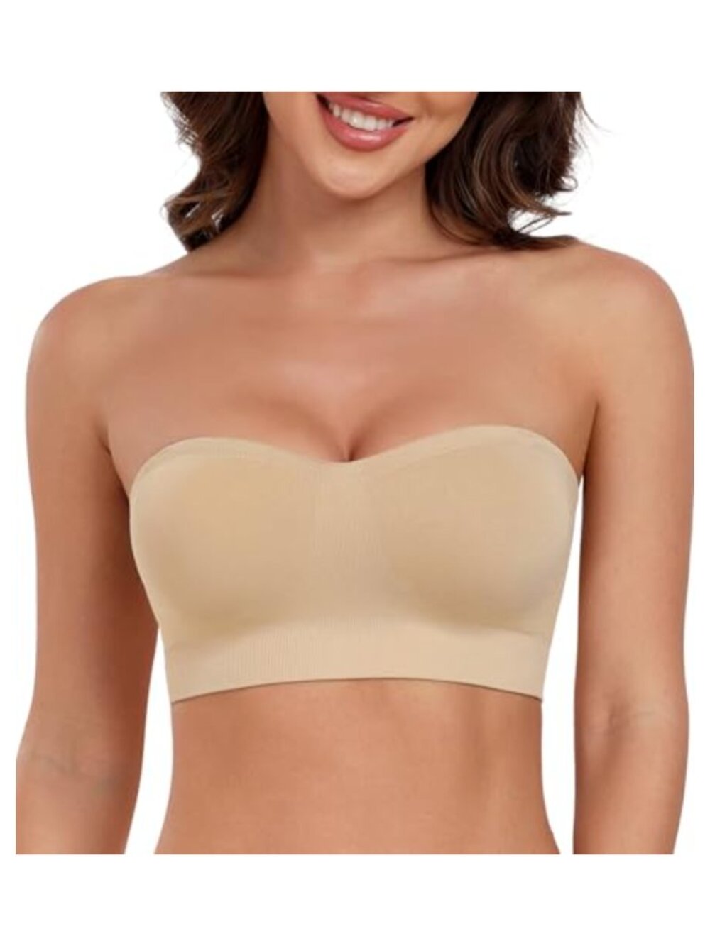 Wirefree Strapless Bandeau Bra Seamless Padded Non-Slip with Straps